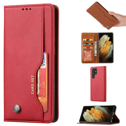 For Samsung Galaxy S25 Ultra 5G Knead Skin Texture Flip Leather Phone Case(Red) - Galaxy S25 Ultra 5G Cases by buy2fix | Online Shopping UK | buy2fix