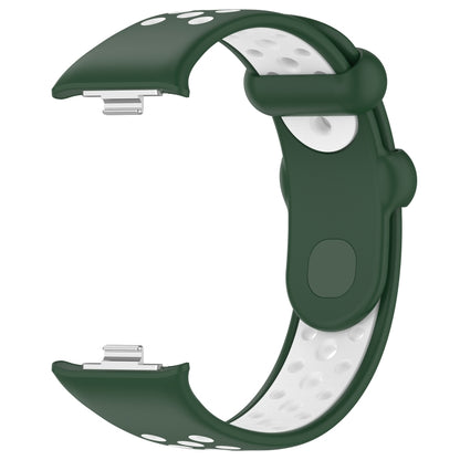 For Redmi Watch 4 Two Color Silicone Sports Watch Band(Dark Green White) - Watch Bands by buy2fix | Online Shopping UK | buy2fix
