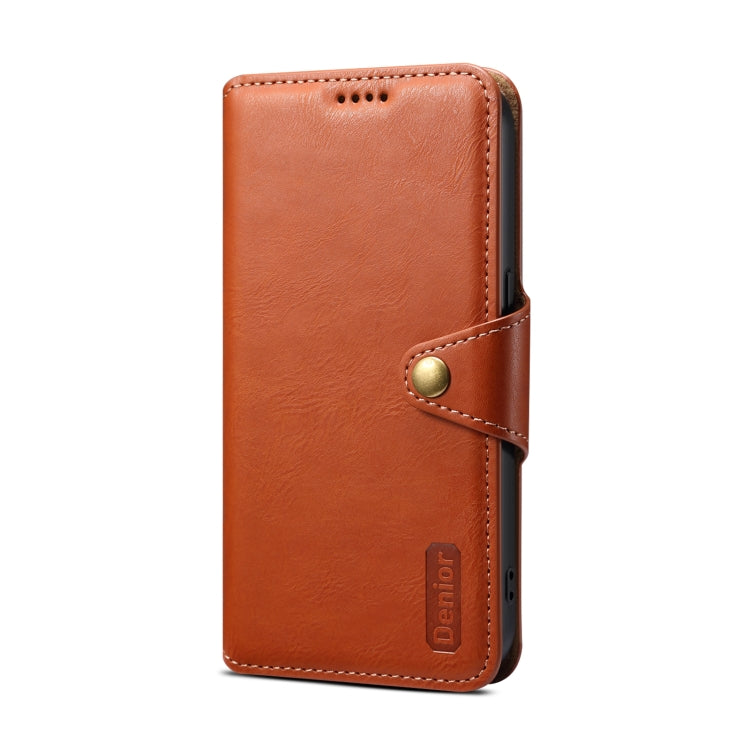 For iPhone 15 Pro Max Denior Cowhide Texture Wallet Style Leather Phone Case(Brown) - iPhone 15 Pro Max Cases by Denior | Online Shopping UK | buy2fix