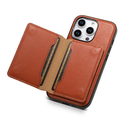 For iPhone 14 Plus Denior Cowhide Texture Leather MagSafe Detachable Wallet Phone Case(Brown) - iPhone 14 Plus Cases by Denior | Online Shopping UK | buy2fix