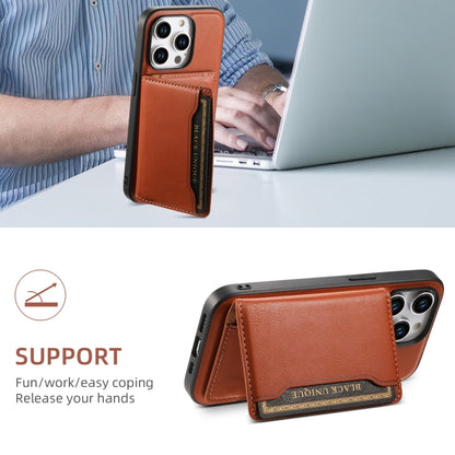 For iPhone 14 Plus Denior Cowhide Texture Leather MagSafe Detachable Wallet Phone Case(Brown) - iPhone 14 Plus Cases by Denior | Online Shopping UK | buy2fix