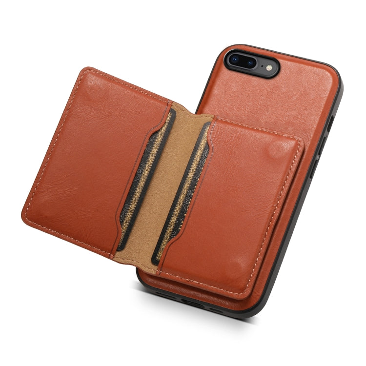 For iPhone 8 Plus/7 Plus Denior Cowhide Texture Leather MagSafe Detachable Wallet Phone Case(Brown) - More iPhone Cases by Denior | Online Shopping UK | buy2fix