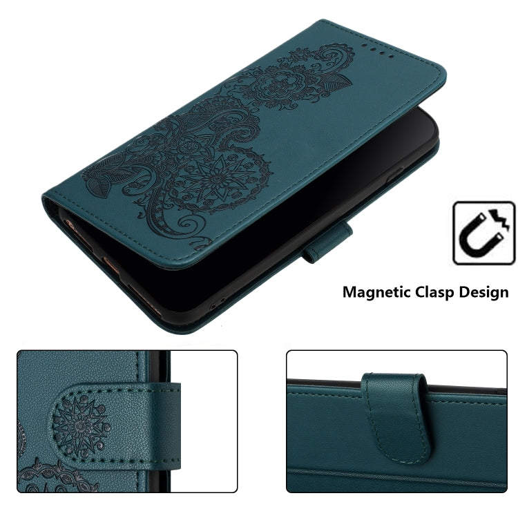 For Xiaomi Redmi K70 Datura Flower Embossed Flip Leather Phone Case(Dark Green) - K70 Cases by buy2fix | Online Shopping UK | buy2fix