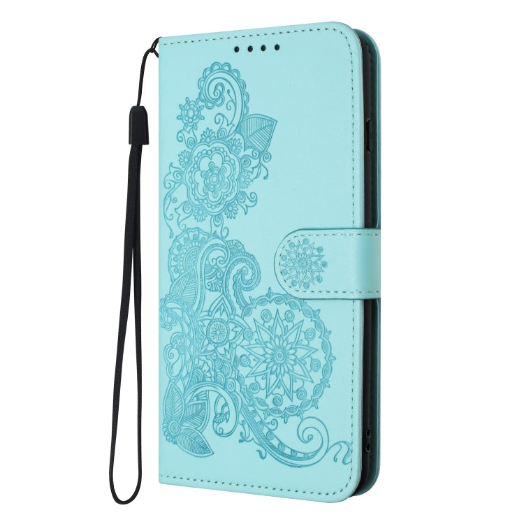 For OnePlus 12 Datura Flower Embossed Flip Leather Phone Case(Light blue) - OnePlus Cases by buy2fix | Online Shopping UK | buy2fix