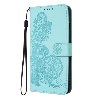 For OnePlus 12 Datura Flower Embossed Flip Leather Phone Case(Light blue) - OnePlus Cases by buy2fix | Online Shopping UK | buy2fix