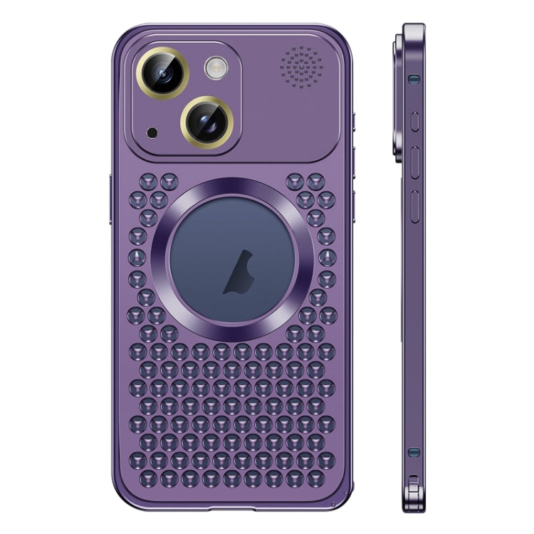 For iPhone 13 Spring Buckle MagSafe Magnetic Metal Aromatherapy Phone Case(Purple) - iPhone 13 Cases by buy2fix | Online Shopping UK | buy2fix