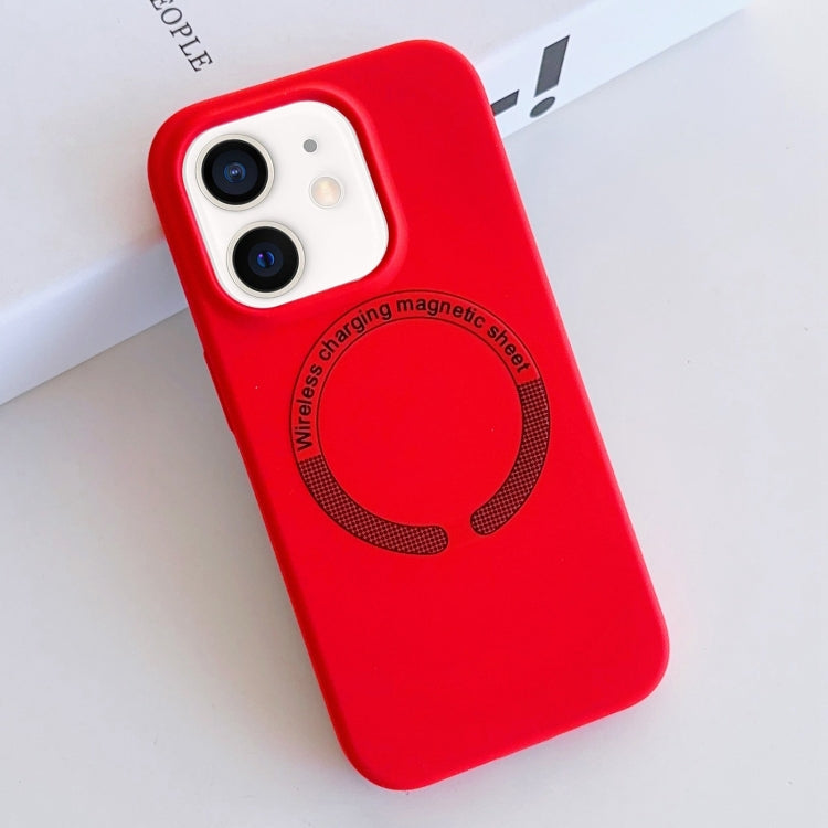 For iPhone 12 MagSafe Magnetic Liquid Silicone Phone Case(Red) - iPhone 12 / 12 Pro Cases by buy2fix | Online Shopping UK | buy2fix