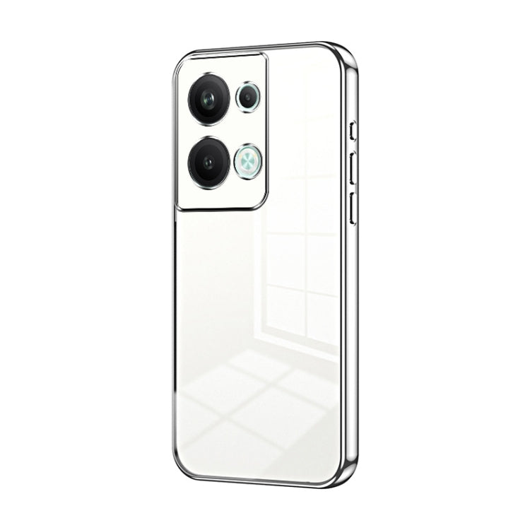 For OPPO Reno9 Pro+ Transparent Plating Fine Hole Phone Case(Silver) - OPPO Cases by buy2fix | Online Shopping UK | buy2fix