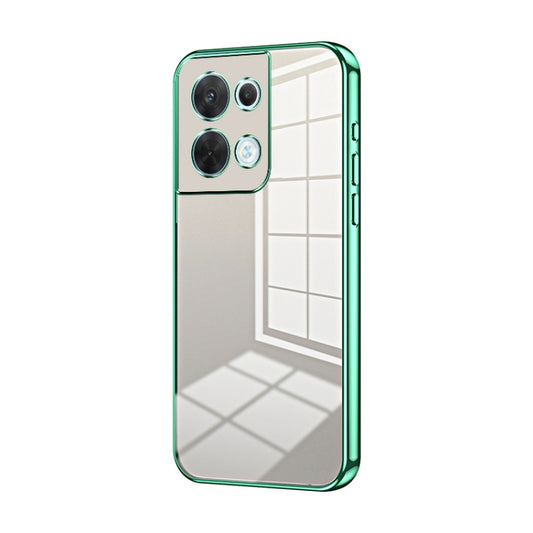 For OPPO Reno8 Transparent Plating Fine Hole Phone Case(Green) - OPPO Cases by buy2fix | Online Shopping UK | buy2fix
