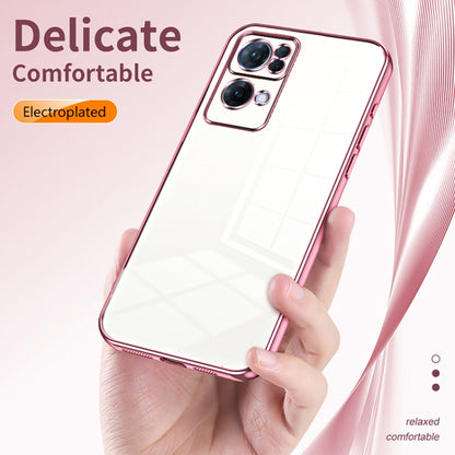 For OPPO Reno7 Pro Transparent Plating Fine Hole Phone Case(Silver) - OPPO Cases by buy2fix | Online Shopping UK | buy2fix