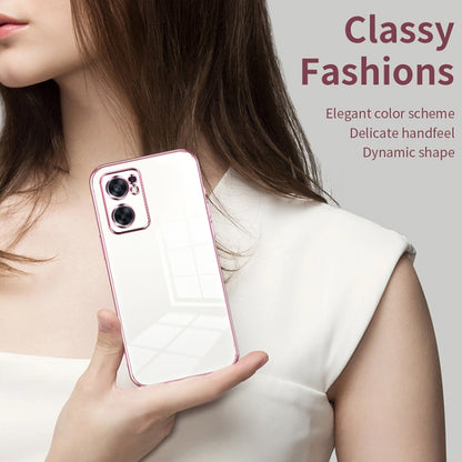 For OPPO Reno7 SE Transparent Plating Fine Hole Phone Case(Pink) - OPPO Cases by buy2fix | Online Shopping UK | buy2fix