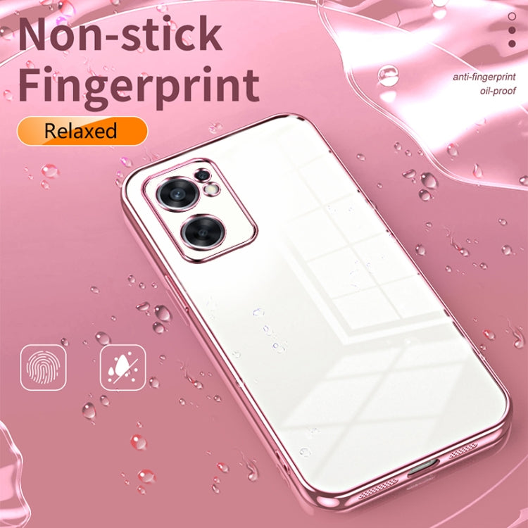 For OPPO Reno7 SE Transparent Plating Fine Hole Phone Case(Pink) - OPPO Cases by buy2fix | Online Shopping UK | buy2fix