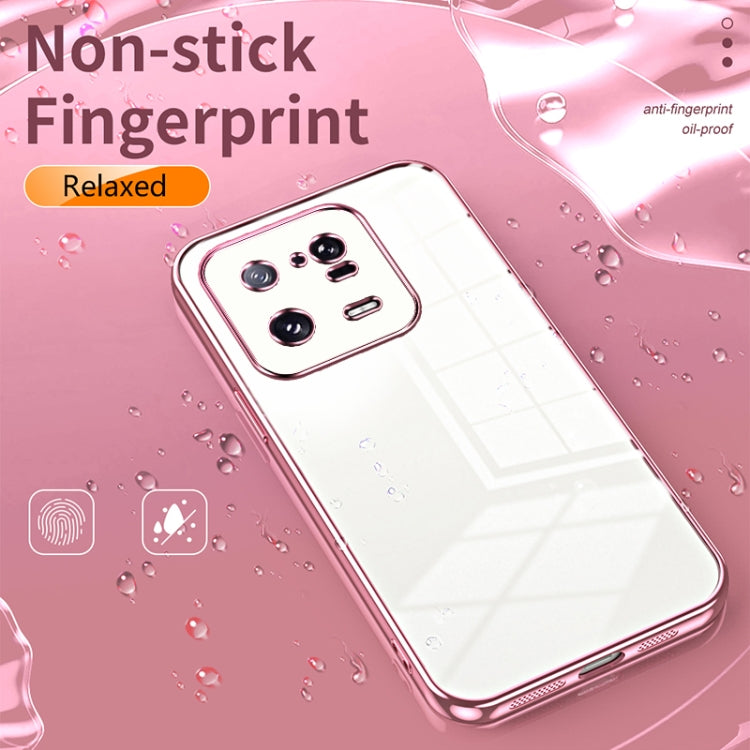 For Xiaomi 13 Pro Transparent Plating Fine Hole Phone Case(Pink) - 13 Pro Cases by buy2fix | Online Shopping UK | buy2fix