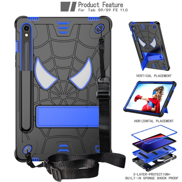 For Samsung Galaxy Tab S9 FE / S9 Fold-Holder Spider Silicone Hybrid PC Tablet Case(Back Blue) - Galaxy Tab S9 Cases by buy2fix | Online Shopping UK | buy2fix