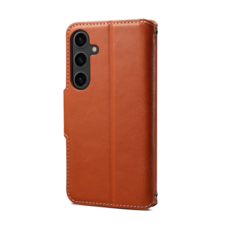 For Samsung Galaxy S24 5G Denior Cowhide Texture Wallet Style Leather Phone Case(Brown) - Galaxy S24 5G Cases by Denior | Online Shopping UK | buy2fix