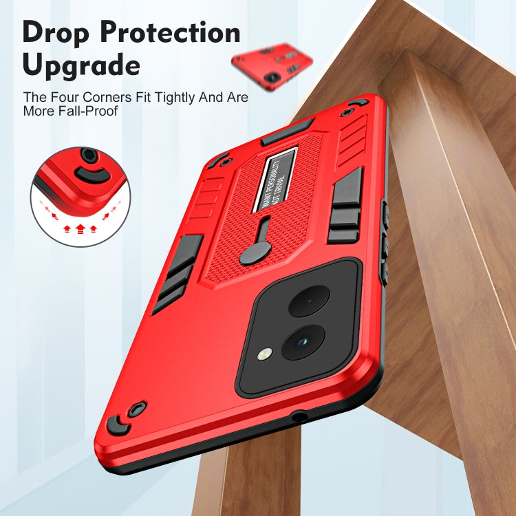 For Motorola Moto G Power 2024 Variety Brave Armor Finger Loop Holder Phone Case(Red) - Motorola Cases by buy2fix | Online Shopping UK | buy2fix