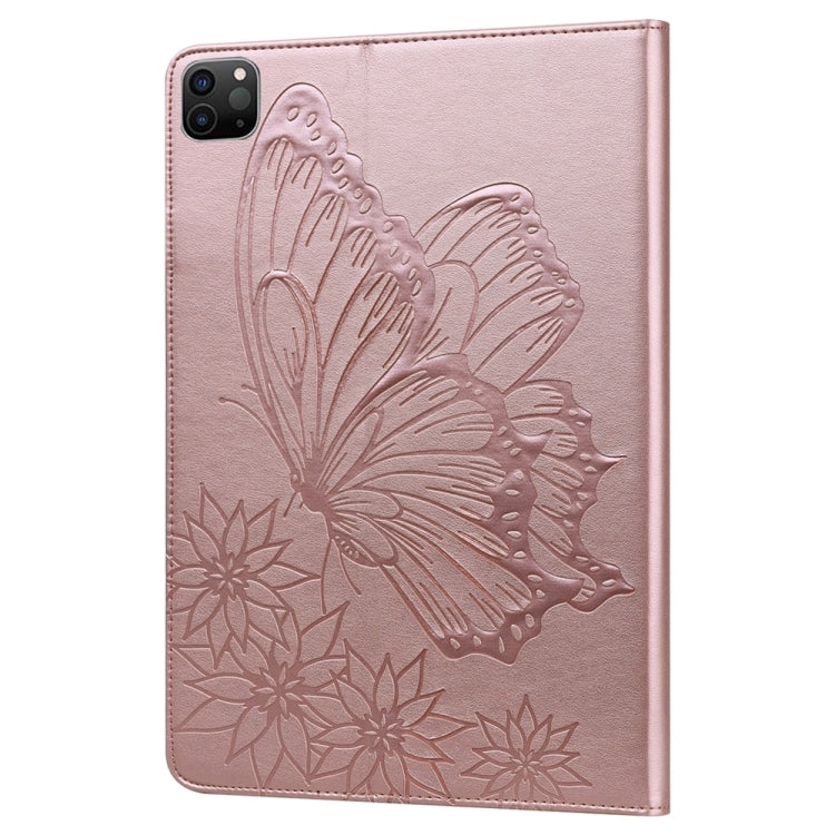 For iPad Pro 12.9 2022 / Air 13 2024 Big Butterfly Embossed Leather Tablet Case(Rose Gold) - iPad Pro 12.9 (2022/2021) Cases by buy2fix | Online Shopping UK | buy2fix