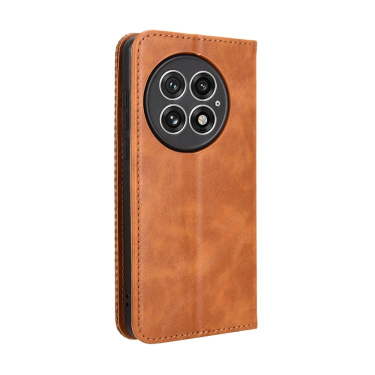 For OnePlus 13 5G Magnetic Buckle Retro Texture Leather Phone Case(Brown) - OnePlus Cases by buy2fix | Online Shopping UK | buy2fix