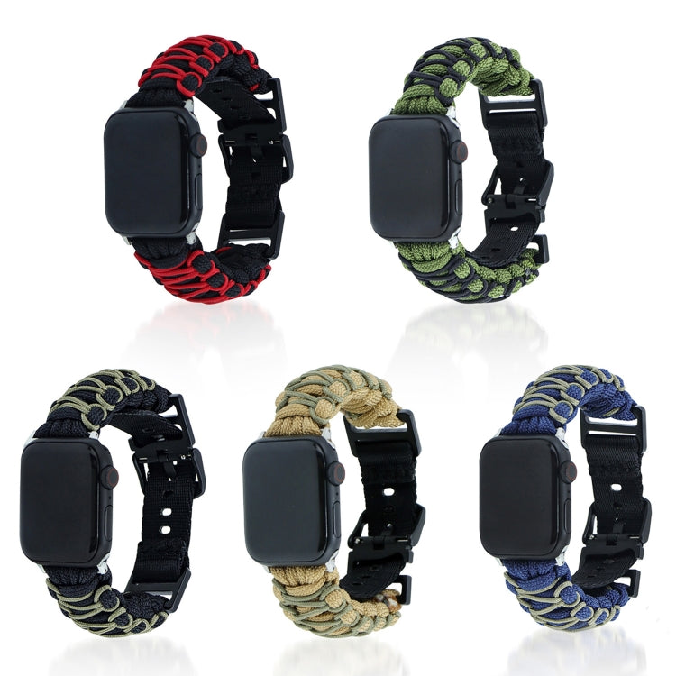 For Apple Watch Ultra 49mm Dual-layer Braided Paracord Buckle Watch Band(Navy Army Green) - Watch Bands by buy2fix | Online Shopping UK | buy2fix