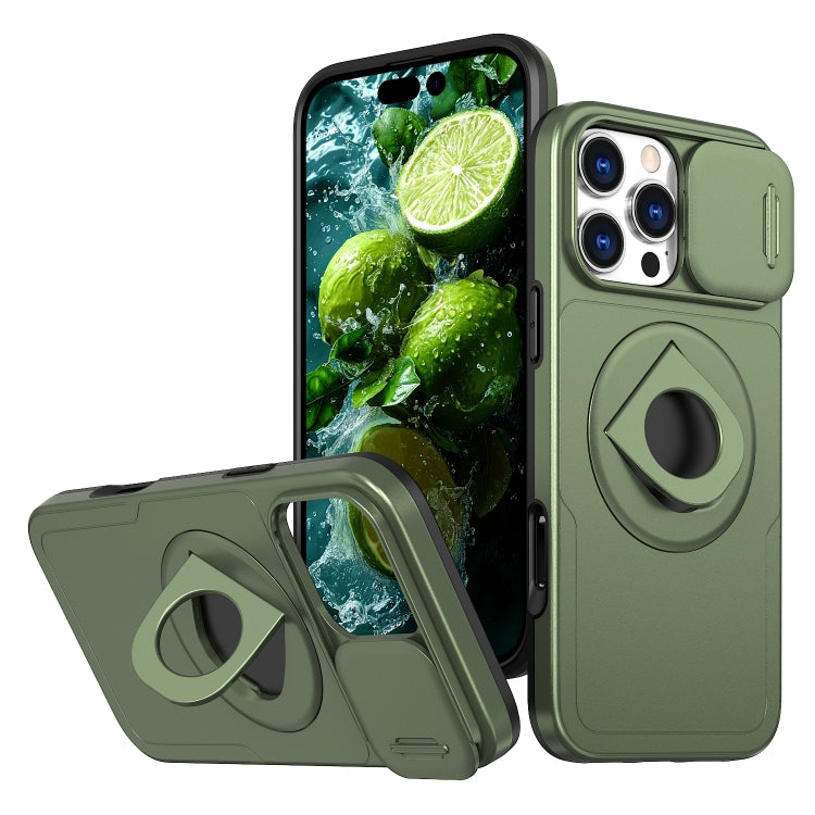 For iPhone 16 Pro Max Camshield MagSafe Ring Holder Armor Phone Case(Olive Green) - iPhone 16 Pro Max Cases by buy2fix | Online Shopping UK | buy2fix