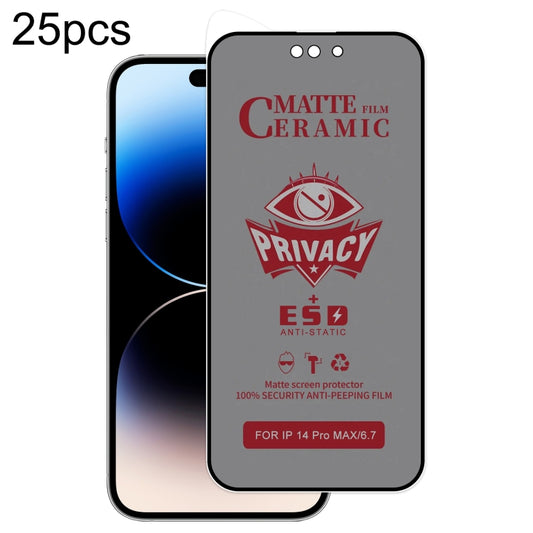 For iPhone 14 Pro Max 25pcs Full Coverage Frosted Privacy Ceramic Film - iPhone 14 Pro Max Tempered Glass by buy2fix | Online Shopping UK | buy2fix