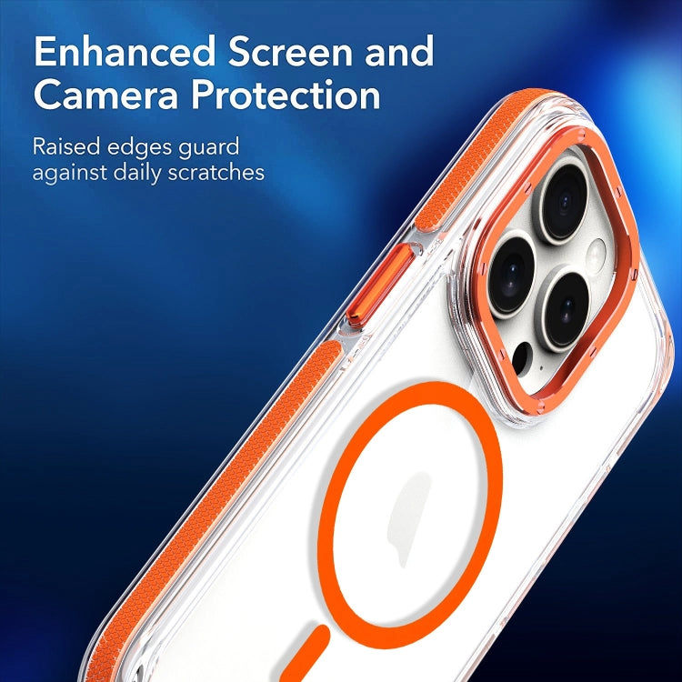 For iPhone 12 Dual-Color Clear Acrylic Hybrid TPU MagSafe Phone Case(Orange) - iPhone 12 / 12 Pro Cases by buy2fix | Online Shopping UK | buy2fix