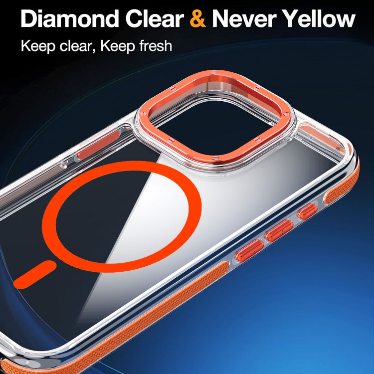 For iPhone 12 Dual-Color Clear Acrylic Hybrid TPU MagSafe Phone Case(Orange) - iPhone 12 / 12 Pro Cases by buy2fix | Online Shopping UK | buy2fix