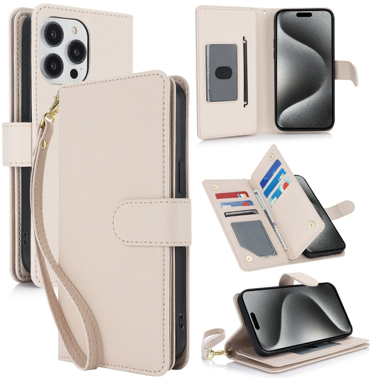 For iPhone 16 Pro Multi-Card Wallet RFID Leather Phone Case(Apricot) - iPhone 16 Pro Cases by buy2fix | Online Shopping UK | buy2fix