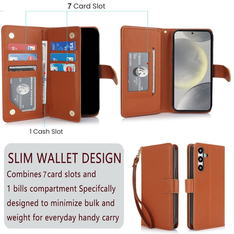 For Samsung Galaxy S24 / S25 5G Multi-Card Wallet RFID Leather Phone Case(Brown) - Galaxy S24 5G Cases by buy2fix | Online Shopping UK | buy2fix