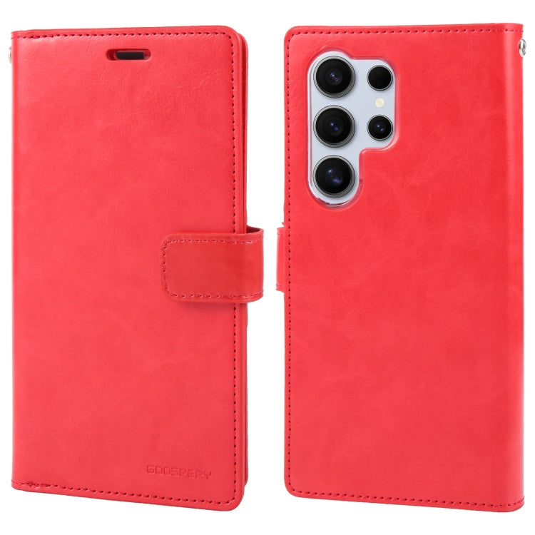 For Samsung Galaxy S24 Ultra 5G GOOSPERY MANSOOR DIARY 9 Card Slots Leather Phone Case(Red) - Galaxy S24 Ultra 5G Cases by GOOSPERY | Online Shopping UK | buy2fix