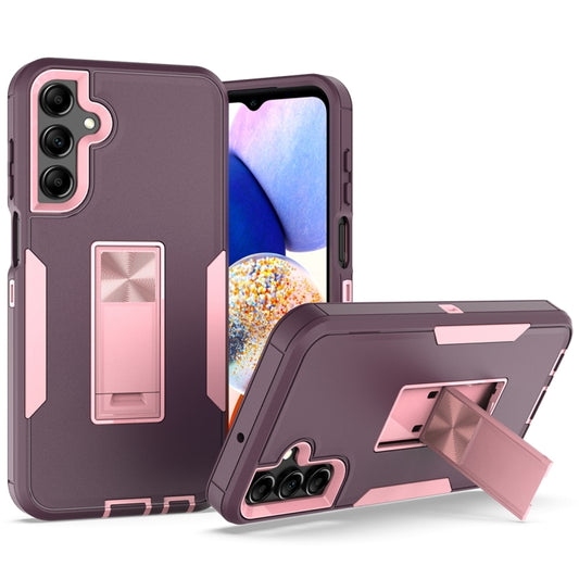 For Samsung Galaxy A15 Magnetic Holder PC + TPU Phone Case(Purple Red+Rose Gold) - Galaxy Phone Cases by buy2fix | Online Shopping UK | buy2fix