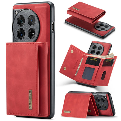 For OnePlus 12 DG.MING M1 Series 3-Fold Multi Card Wallet + Magnetic Phone Case(Red) - OnePlus Cases by DG.MING | Online Shopping UK | buy2fix