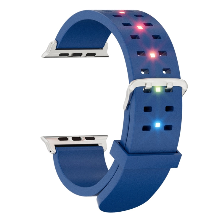 For Apple Watch Series 8 41mm Luminous Colorful Light Silicone Watch Band(Blue) - Watch Bands by buy2fix | Online Shopping UK | buy2fix