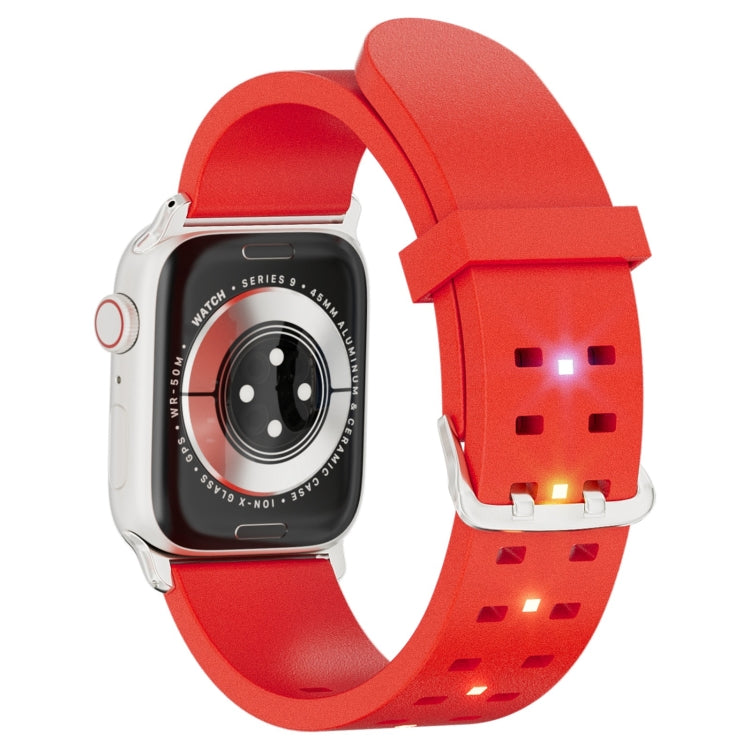 For Apple Watch SE 2022 44mm Luminous Colorful Light Silicone Watch Band(Red) - Watch Bands by buy2fix | Online Shopping UK | buy2fix