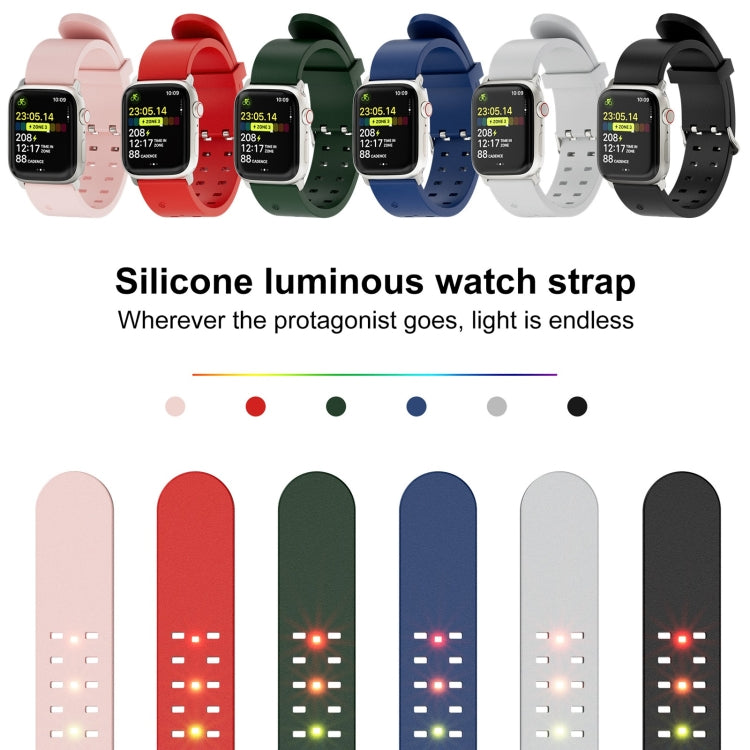 For Apple Watch Series 2 42mm Luminous Colorful Light Silicone Watch Band(Black) - Watch Bands by buy2fix | Online Shopping UK | buy2fix