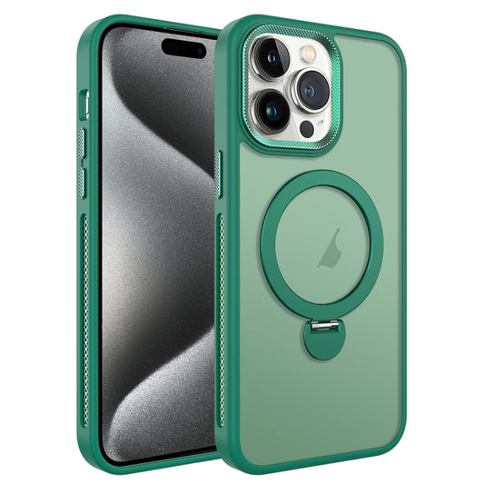 For iPhone 15 Pro MagSafe Magnetic Holder Breathable Phone Case(Green) - iPhone 15 Pro Cases by buy2fix | Online Shopping UK | buy2fix