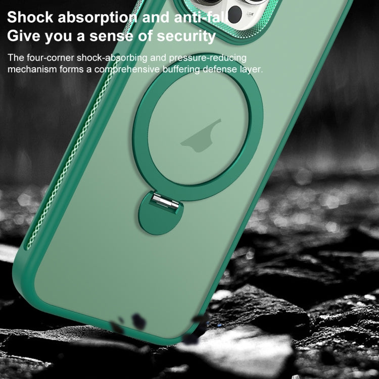 For iPhone 11 Pro Max MagSafe Magnetic Holder Breathable Phone Case(Green) - iPhone 11 Pro Max Cases by buy2fix | Online Shopping UK | buy2fix