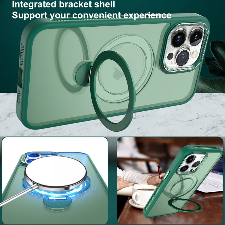 For iPhone 11 Pro Max MagSafe Magnetic Holder Breathable Phone Case(Green) - iPhone 11 Pro Max Cases by buy2fix | Online Shopping UK | buy2fix