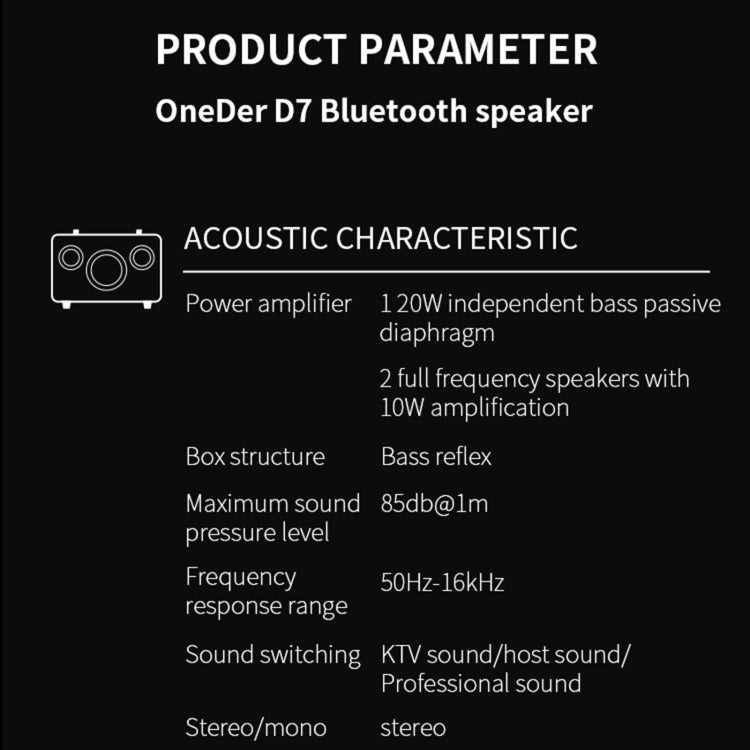 Oneder D7 Bluetooth Speaker Outdoor Karaoke Wireless Speakers With Two Mic(Brown) - Desktop Speaker by OneDer | Online Shopping UK | buy2fix