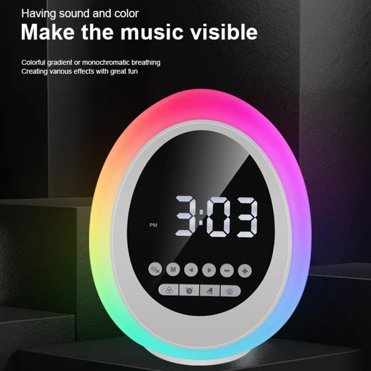 P13 Multifunctional RGB Wireless Bluetooth Speaker with Colorful Lights & Alarm & Clock(White) - Desktop Speaker by buy2fix | Online Shopping UK | buy2fix