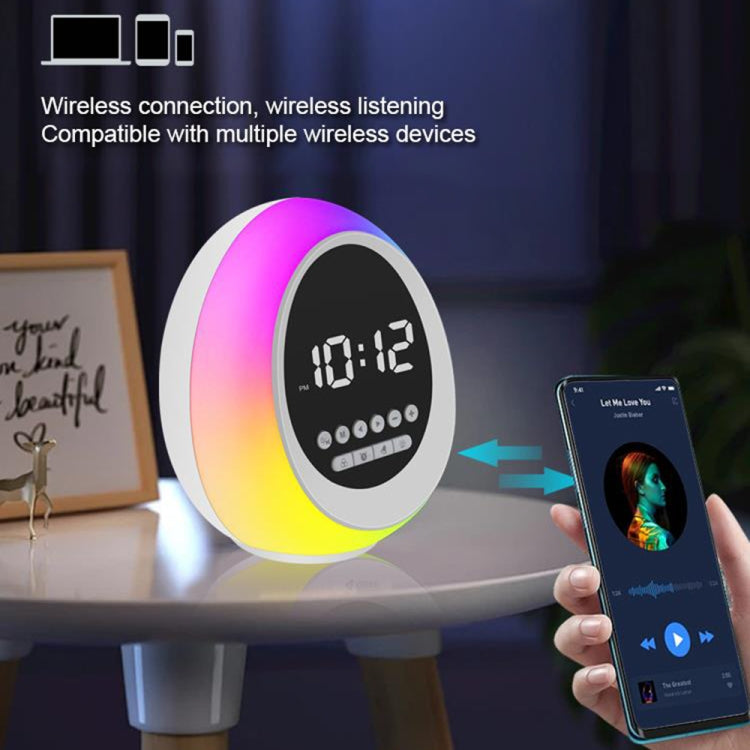 P13 Multifunctional RGB Wireless Bluetooth Speaker with Colorful Lights & Alarm & Clock(White) - Desktop Speaker by buy2fix | Online Shopping UK | buy2fix