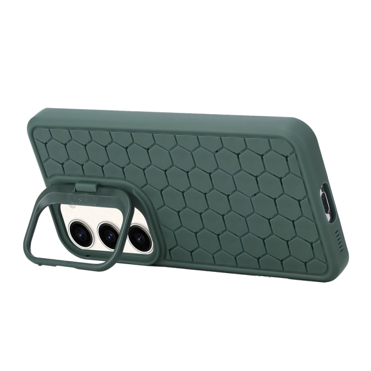 For Samsung Galaxy S24+ 5G Honeycomb Radiating Lens Holder Magsafe Phone Case(Green) - Galaxy S24+ 5G Cases by buy2fix | Online Shopping UK | buy2fix