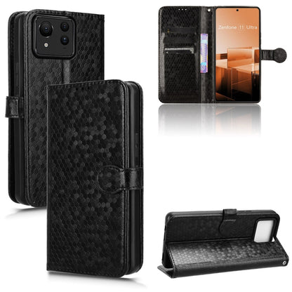 For Asus Zenfone 11 Ultra Honeycomb Dot Texture Leather Phone Case(Black) - ASUS Cases by buy2fix | Online Shopping UK | buy2fix