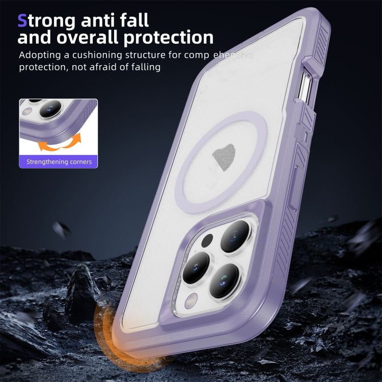 For iPhone 16 Pro Max Guard Magsafe Magnetic Ring Matte Phone Case(Light Purple) - iPhone 16 Pro Max Cases by buy2fix | Online Shopping UK | buy2fix