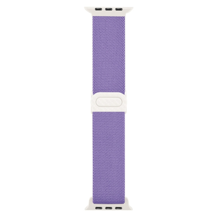 For Apple Watch Ultra 49mm Carbon Fiber Texture Snap Buckle Nylon Watch Band(Purple) - Watch Bands by buy2fix | Online Shopping UK | buy2fix