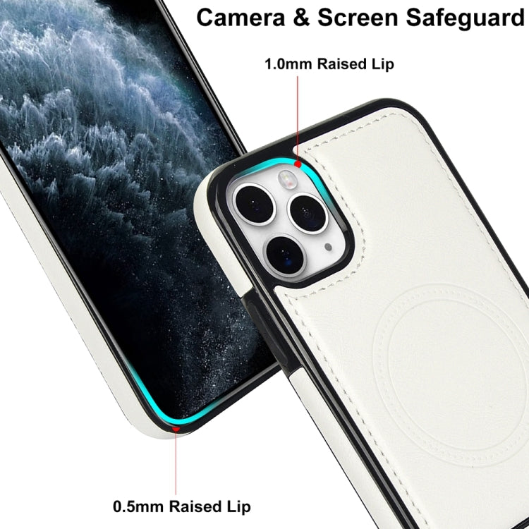 For iPhone 11 Pro Max Retro Leather Invisible Stand MagSafe Phone Case(White) - iPhone 11 Pro Max Cases by buy2fix | Online Shopping UK | buy2fix