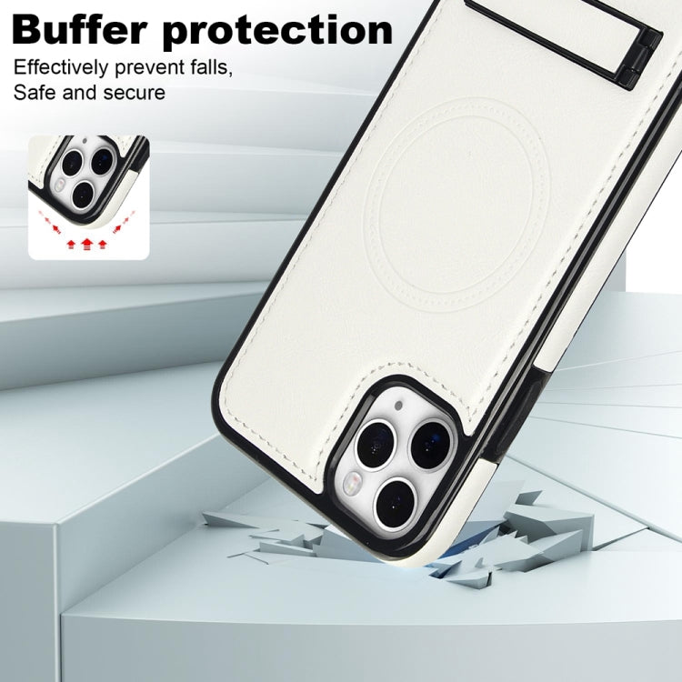 For iPhone 11 Pro Max Retro Leather Invisible Stand MagSafe Phone Case(White) - iPhone 11 Pro Max Cases by buy2fix | Online Shopping UK | buy2fix