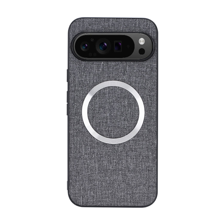 For Google Pixel 9 CD Magnetic Ring Cloth Texture PU Phone Case(Grey) - Google Cases by buy2fix | Online Shopping UK | buy2fix