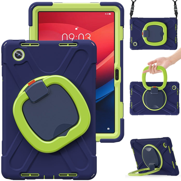 For Lenovo Tab M11 /Xiaomi Pad 11 2024 Silicone Hybrid PC Tablet Case with Holder & Shoulder Strap(Navy Blue Olivine) - Lenovo by buy2fix | Online Shopping UK | buy2fix