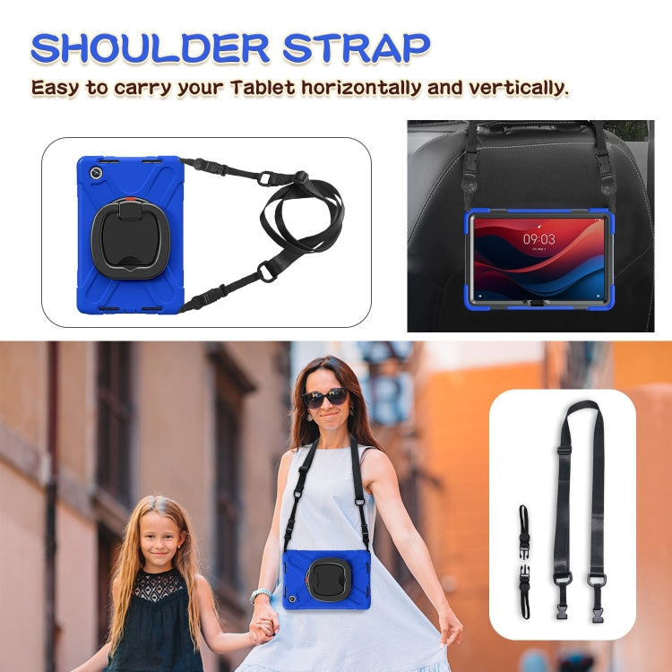 For Lenovo Tab M11 /Xiaomi Pad 11 2024 Silicone Hybrid PC Tablet Case with Holder & Shoulder Strap(Blue) - Lenovo by buy2fix | Online Shopping UK | buy2fix